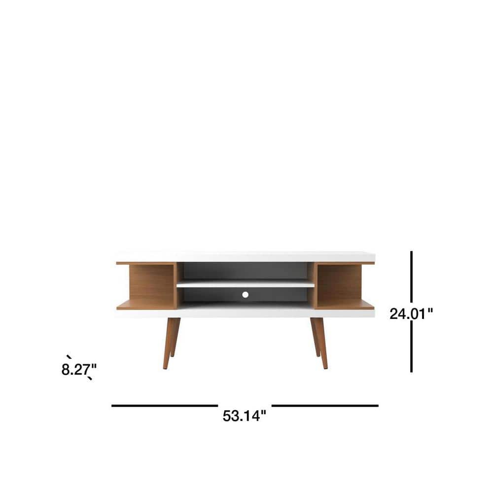White Gloss and Maple Cream Mid-Century Modern TV Stand