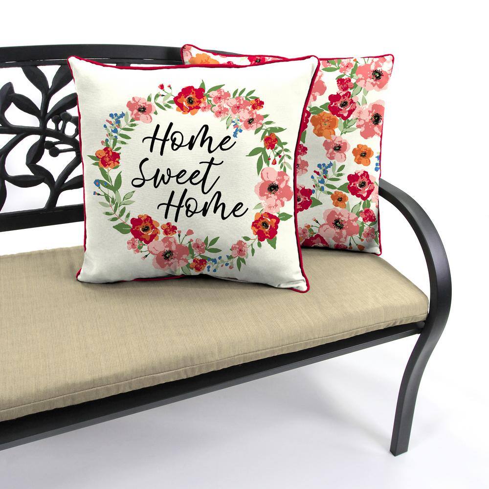 16'' x 16'' Home Sweet Home Floral Reversible Outdoor Throw Pillow
