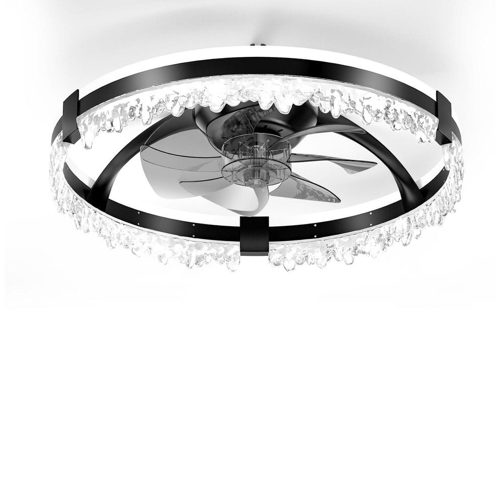 20 in. Black Removable Clear Flush Mount Ceiling Fan with Light Lace Integrated LED Dimmable 6-Speeds Remote Control price history on PriceWatchPro