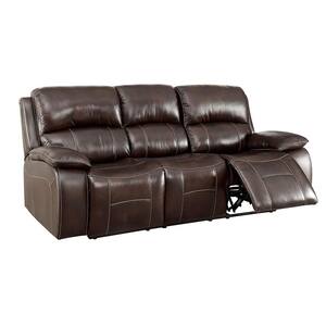 Ruth 39.00 in. Brown Solid Leather 3-Seat Motion Sofa with Reclining