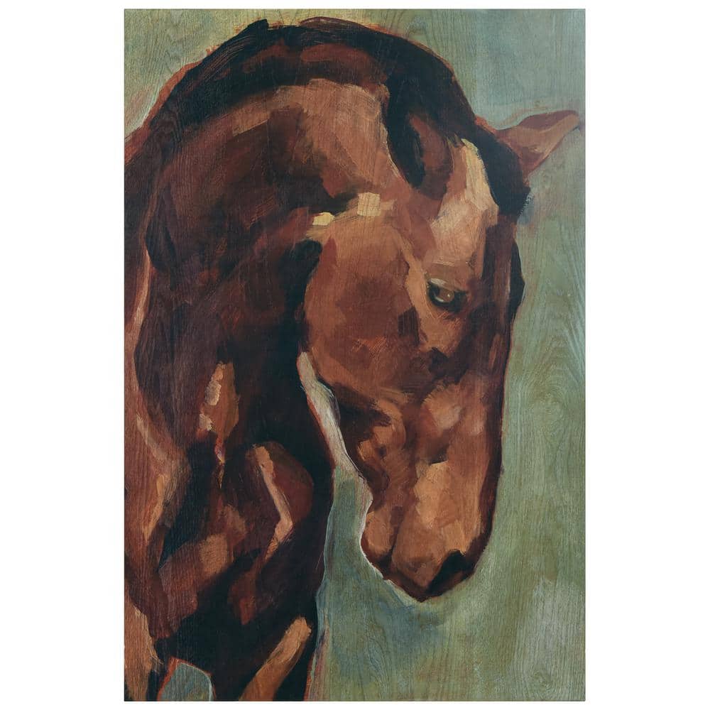 Village Knight Thoroughbred Horse Portrait Giclee Ash Wood Wall Art Set