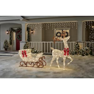 5 ft. Polar Wishes LED Reindeer with Sleigh Holiday Yard Decoration