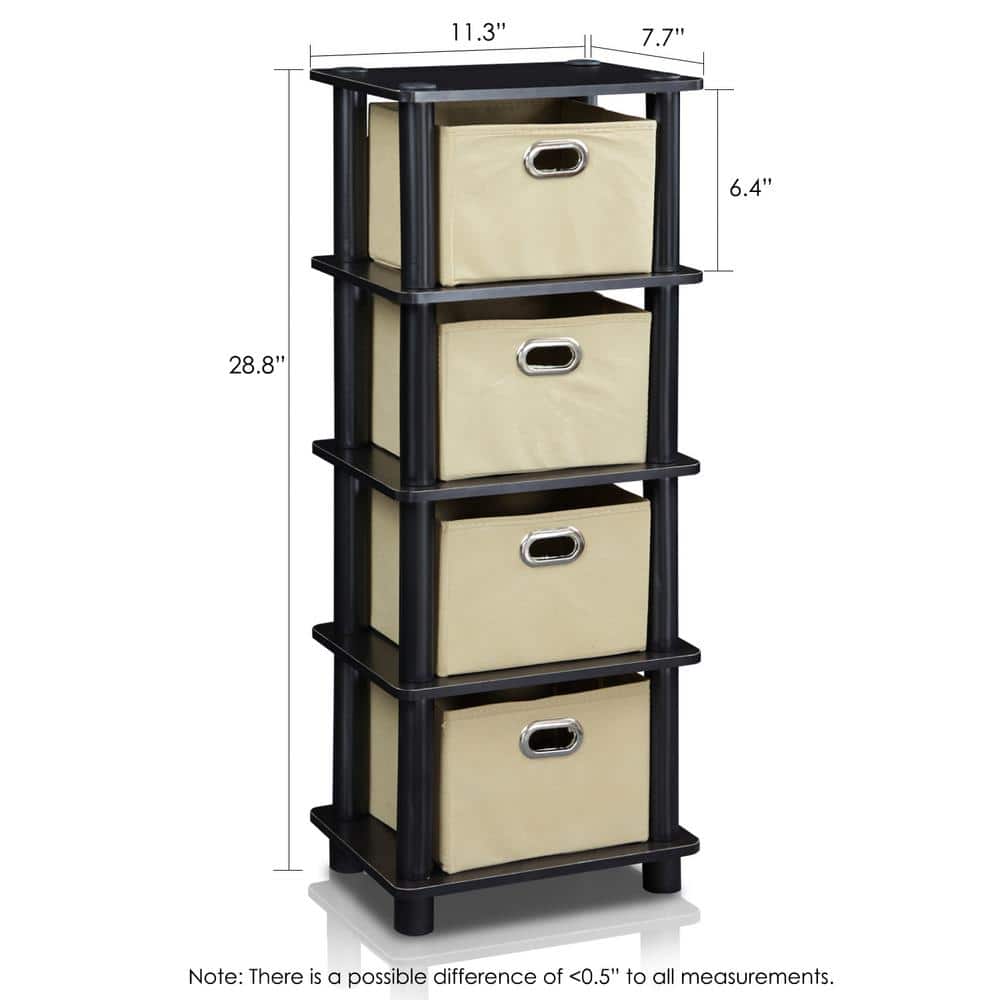 Espresso 4-Bin Wood Organizer Rack for Stylish Storage