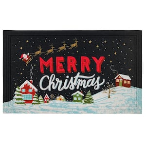 Christmas Town Molded Elegant Entry 18 in. x 30 in. Holiday Door Mat