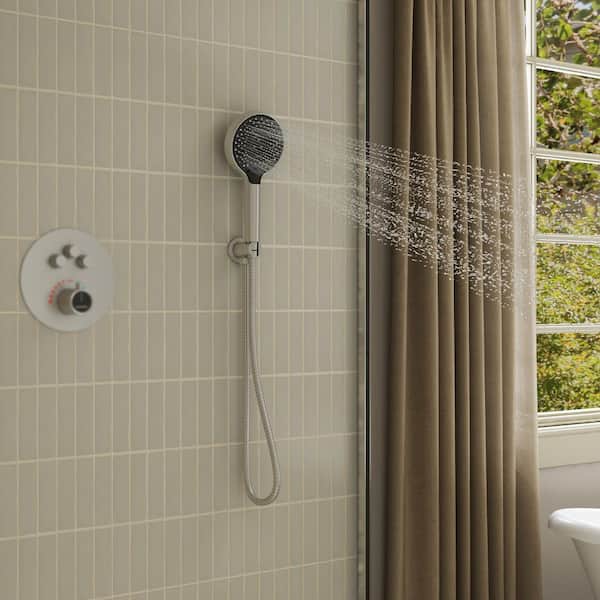 3-Spray Patterns Wall Mount Handheld Shower Head 2.5 GPM in Brushed Nickel