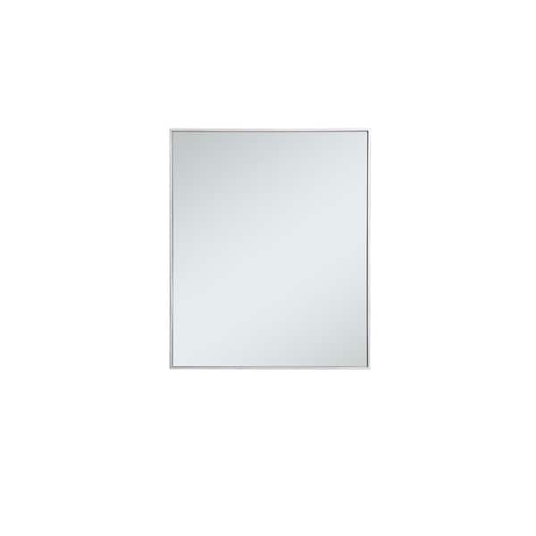 Unbranded Timeless Home 30 in. W x 36 in. H Contemporary Metal Framed Rectangle Silver Mirror