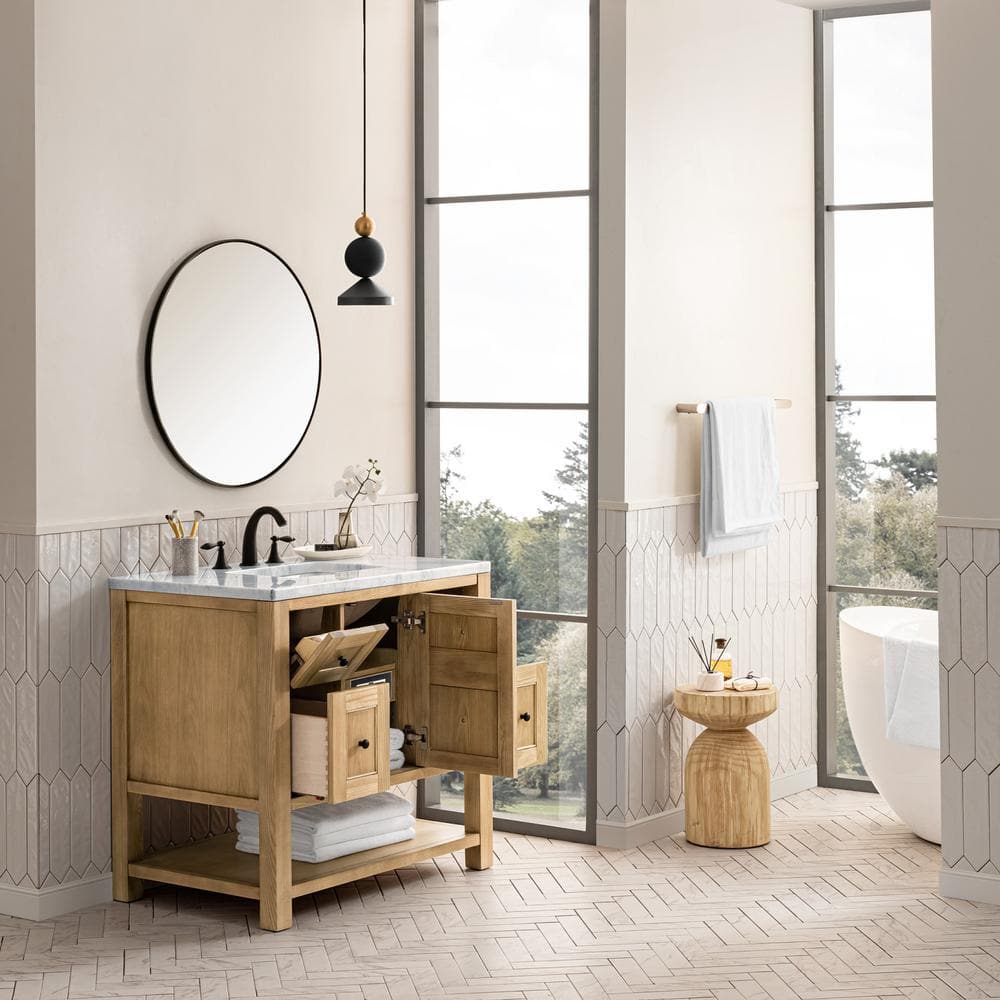 Breckenridge 36" Light Natural Oak Single Vanity with Marble Top