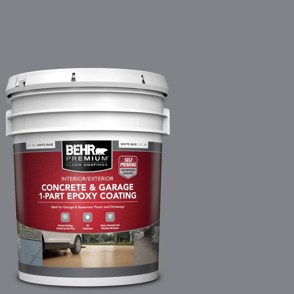 BEHR PREMIUM 5 gal. White Self-Priming 1 Part Epoxy Interior/Exterior  Concrete and Garage Floor Paint 90005 - The Home Depot