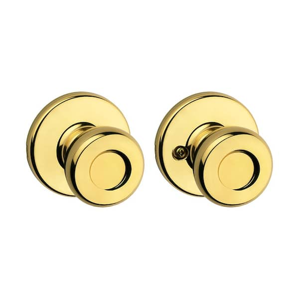 Tylo Polished Brass Passage Hall/Closet Door Knob Featuring Microban Antimicrobial Technology