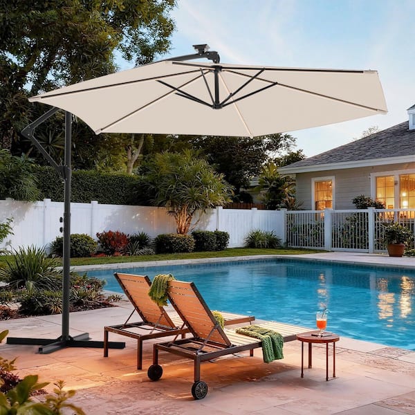 cantilever patio umbrella wind resistant Wind-Resistant 12 ft Large View sizes SANLUCE 10 ft. LED Offset