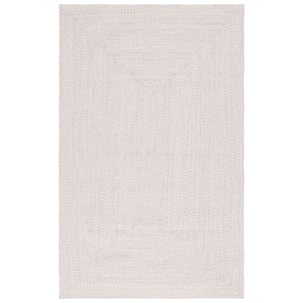 Braided Ivory/Light Gray 6 ft. x 8 ft. Machine Washable Concentric Woven Area Rug