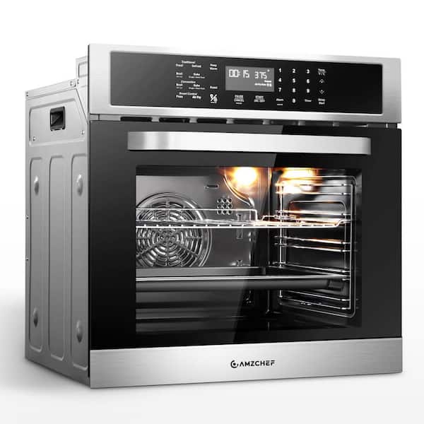 24 in. 2.5 Cu. Ft. Single Electric Wall Oven with Convection & Air Frying, Safety Lock, Timer & Alarm, Stainless Steel