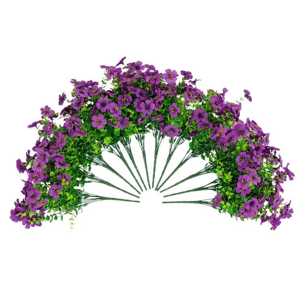 13 in. Purple UV Resistant Artificial Daisy Bush (Indoor/Outdoor)-Set of 12