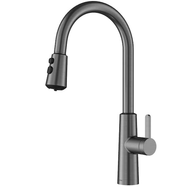 Elmsworth Single Handle Pull-Down Sprayer Kitchen Faucet in Spot-Free Gunmetal Grey