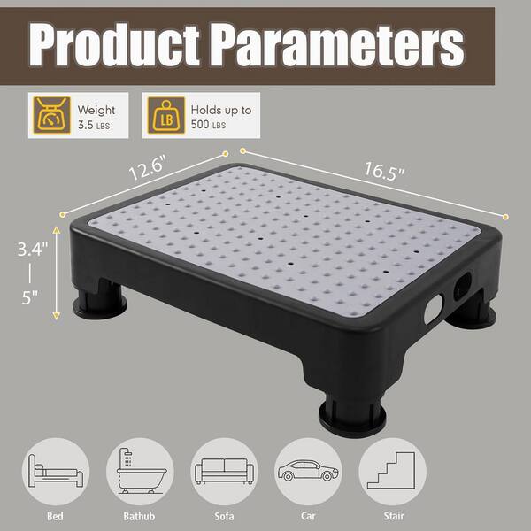 Adjustable Step Stool for Adults Kids Seniors Non-Slip Platform