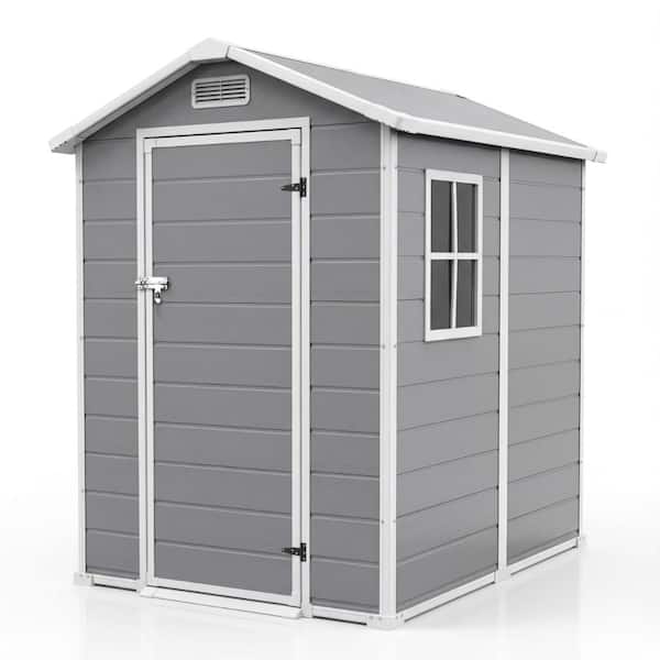 4 ft. x 6 ft. Light Gray Resin Outdoor Storage Shed with Floor, Window, Vents and Lockable Door