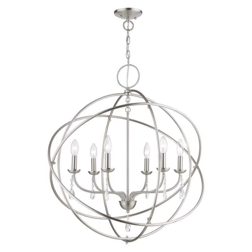 Aria Brushed Nickel 6-Light Crystal Globe Chandelier