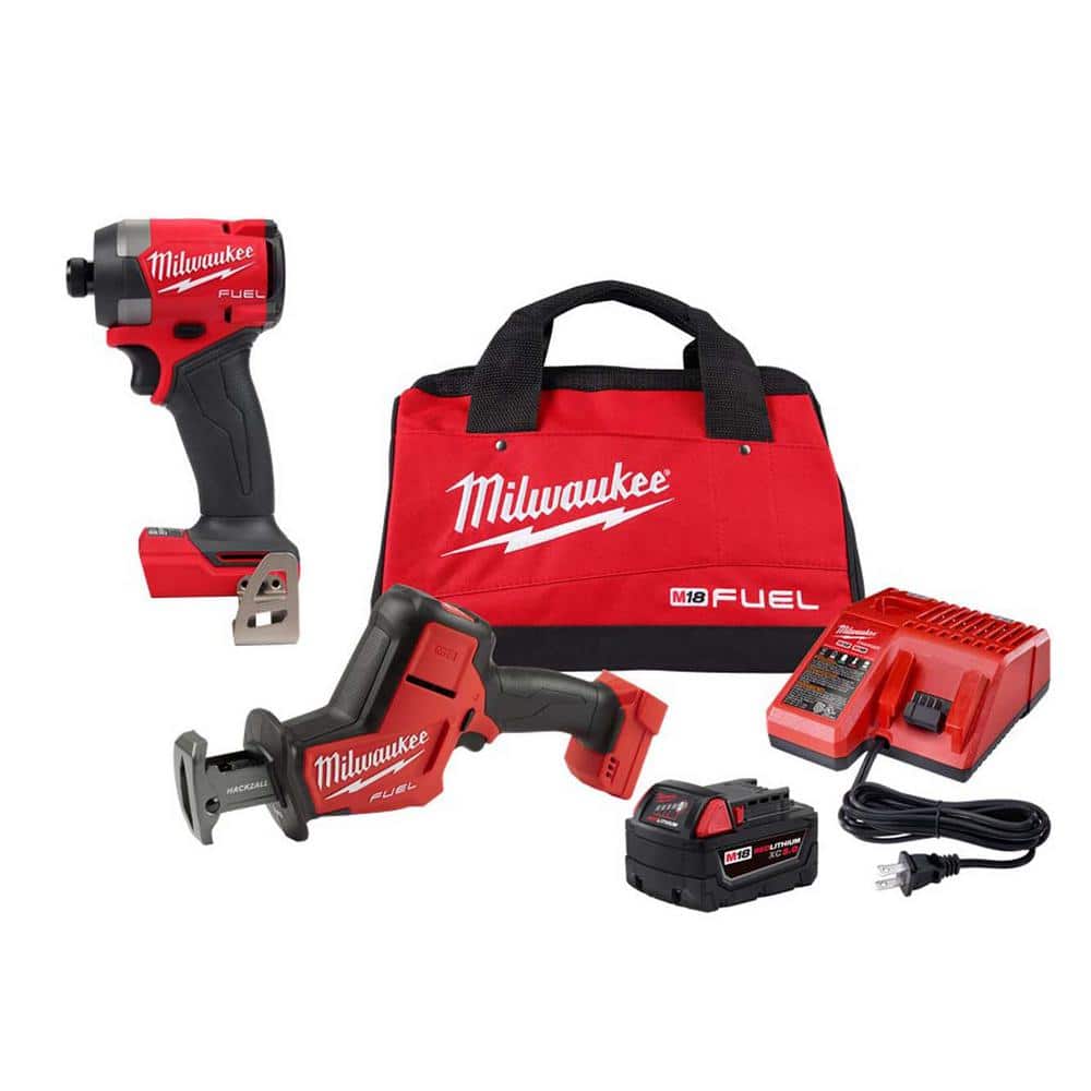 Milwaukee M18 FUEL 18-Volt Lithium-Ion Brushless Cordless HACKZALL Reciprocating Saw Kit with FUEL 1/4 in. Hex Impact Driver -  2719-21-29