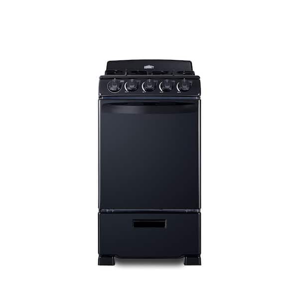 20 in. 2.3 cu. ft. Gas Range in Black with 4 Burners