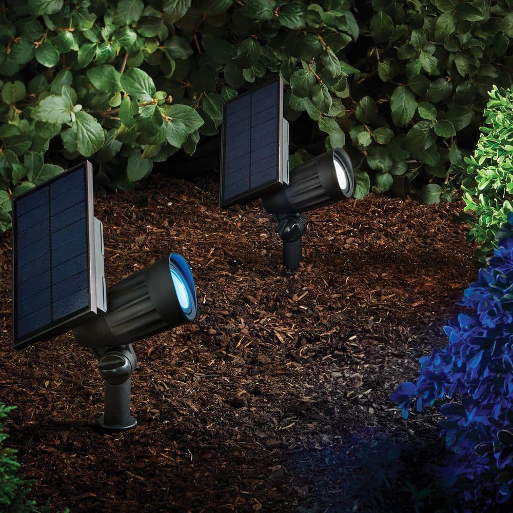 80 Lumens Color Changing Black Integrated LED Outdoor Solar Spotlight with Adjustable Beam; Weather/Rust Resistant price history on PriceWatchPro