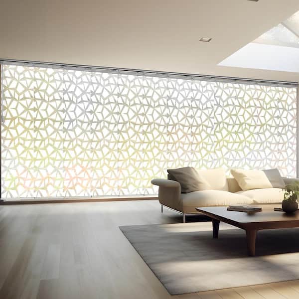 EMOH Snowdrops 140 in. - 260 in. W x 116 in. L Adjustable 12-Panel Satin Nickel Double Rail Panel Track with 23.5 in. Slates