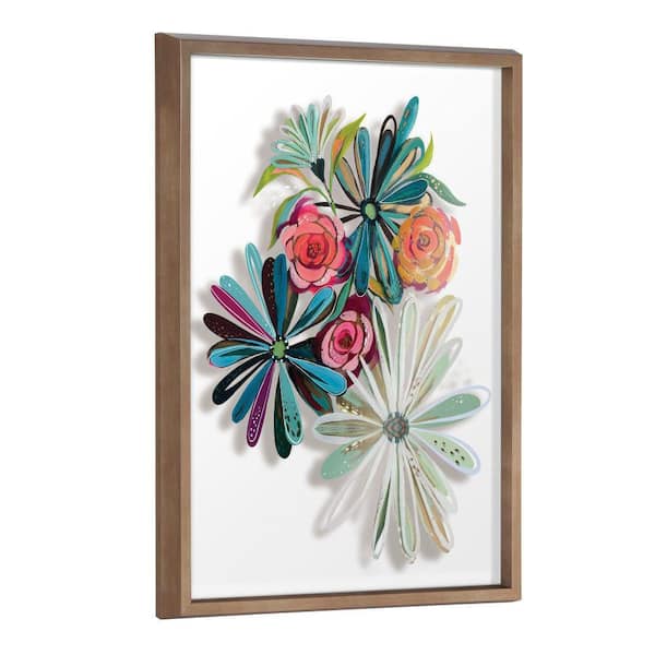 Kate and Laurel Blake Flowers on Glass 2 Whole Flowers by Jessi Raulet of Ettavee Framed Glass Art Print 18 in. x 24 in.