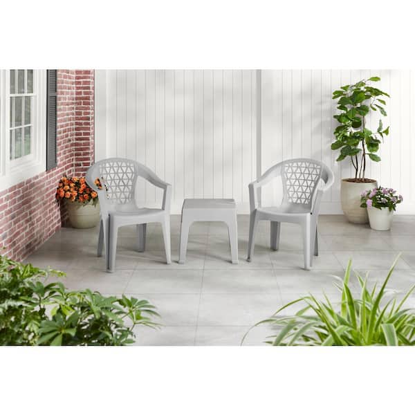 Light Grey Stacking Resin Outdoor Side Table