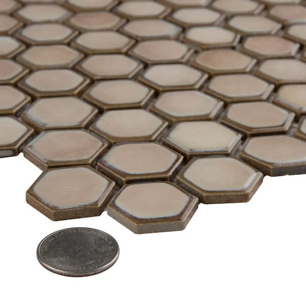 Hudson 1 in. Hex Truffle 11-7/8 in. x 13-1/4 in. Porcelain Mosaic Tile (11.2 sq. ft./Case)