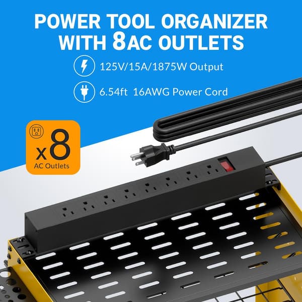 3 Layer Wall Mount Power Tool Organizer With Charging