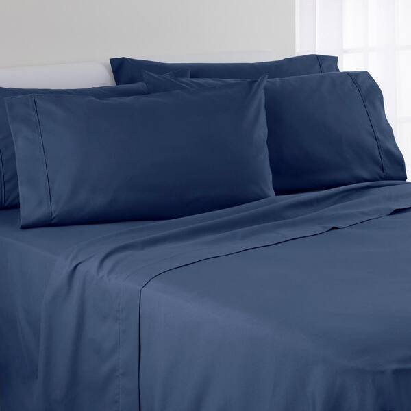 IZOD 6-Piece Solid Color Dark Denim Polyester Twin Sheet Set