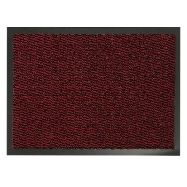 EVIDECO French home goods Lisa Red Burgundy 31 in. x 24 in. Polyester Sheltered Front Door Mat