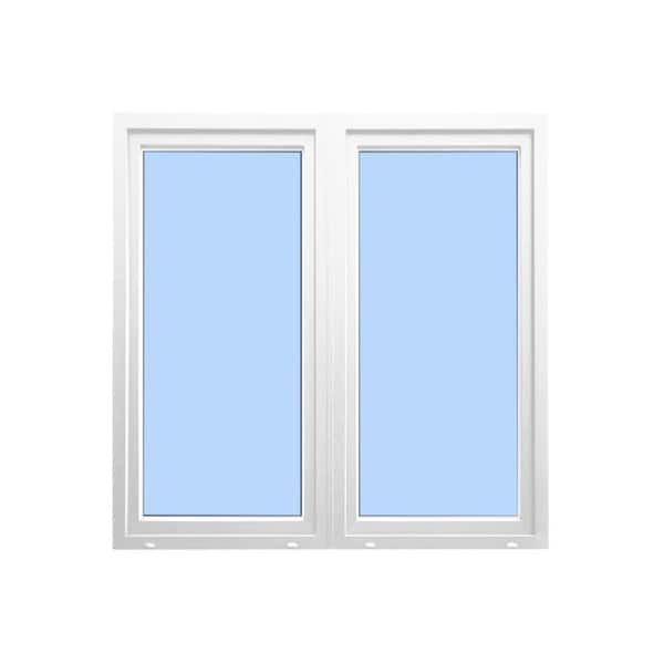 48 in. x 36 in. Elite Euro White Exterior/White Interior Vinyl Double Sash Tilt and Turn Window, LHS/RHS  Inward Swing