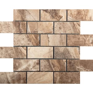 Eurasia Noce 13.07 in. x 13.07 in. x 10mm Porcelain Mesh-Mounted Mosaic Tile (1.12 sq. ft.)