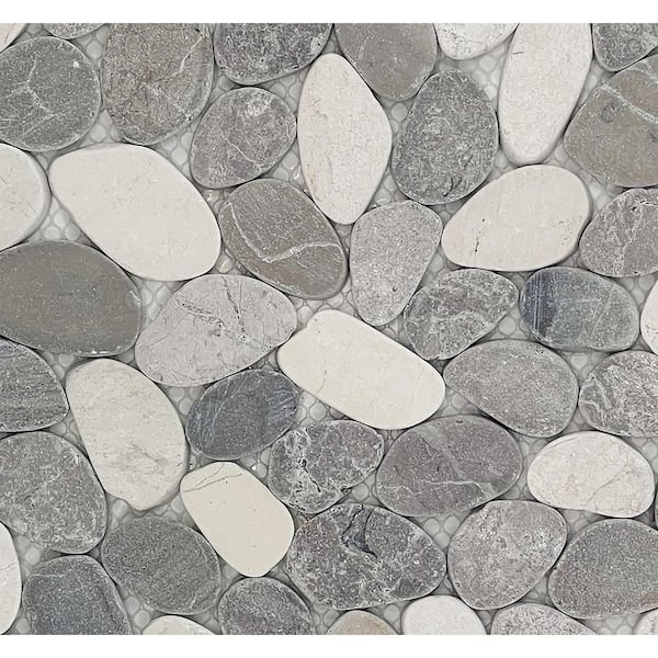 Sliced Pebble Earl Grey 4 in. x 6 in. Mosaic Tile Sample