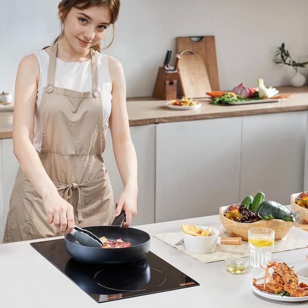 Black Elements Electric Cooktop 12 in. 2-Burners Built-in Electric Stove Top 3600-Watt Ceramic Top Radiant Cooktop