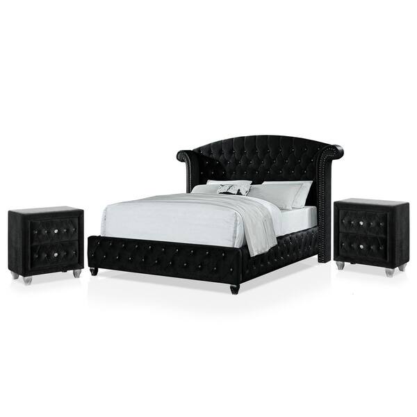 Furniture of America Nesika 3-Piece Black California King Bedroom Set