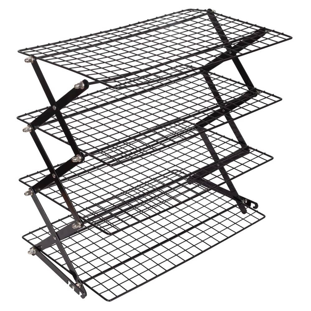 Anqtovp Black 4-Tier Collapsible Cooling Rack for Baking, Cookies, Cake ...