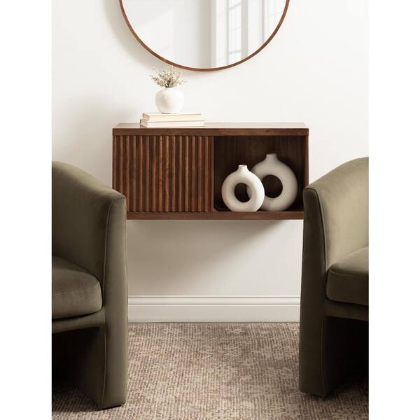 Furrow 30 in. W x 10 in. D Walnut Brown Wood Cabinet Decorative Wall Shelf
