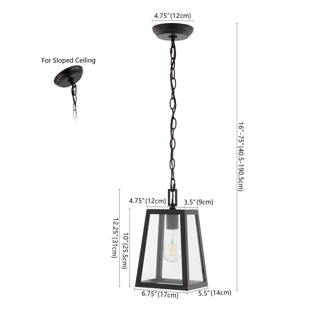 Black Glass LED Lantern Pendant Light