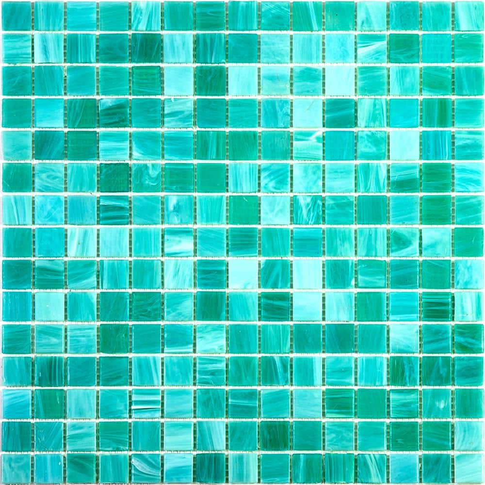"Celestial 4"" x 6"" Glossy Cyan Blue Glass Mosaic Uniform square Wall and Floor Sample Tile 0.13 sq. ft./Piece (1-Pack)" price history on PriceWatchPro