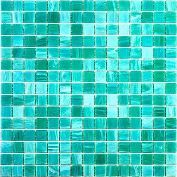 Apollo Tile Celestial Glossy Cyan Blue 12 in. x 12 in. Glass Mosaic Wall and Floor Tile (20 sq. ft./case) (20-pack)