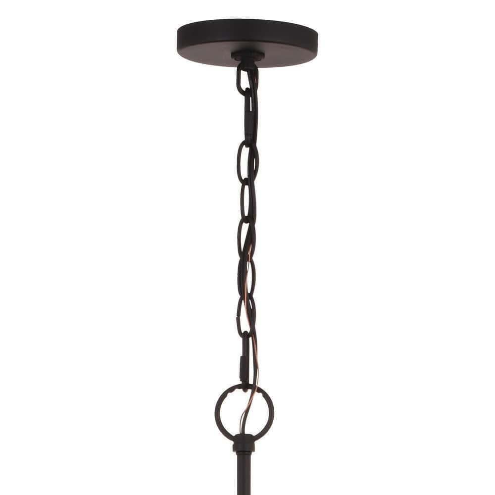 Annabelle 30" Matte Black & Brushed Walnut 6-Light Chandelier