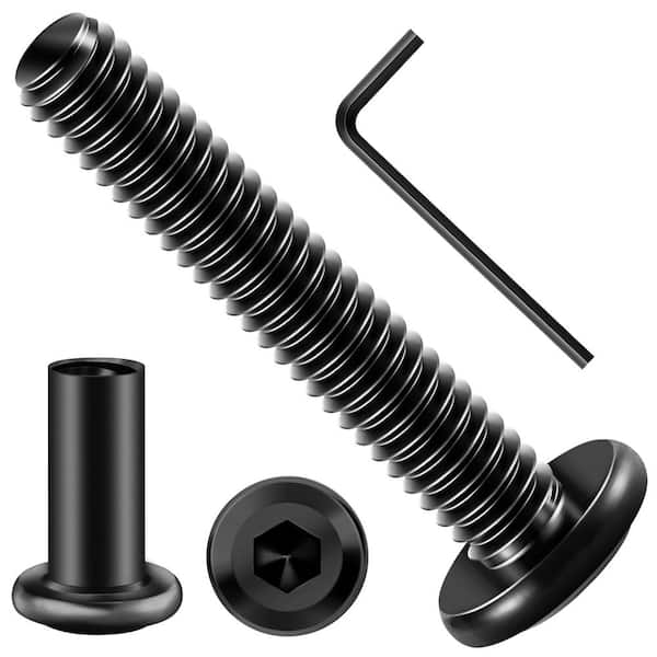 1/4 in.-20 x 1-1/2 in. Black Oxide Hex Button Head Socket Screw and Nut Set (20-Piece)