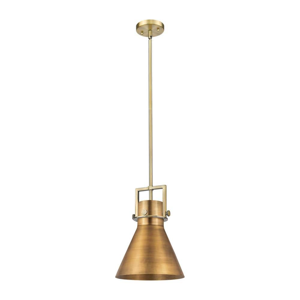 Newton Cone 100-Watt 1-Light Brushed Brass Shaded Mini Pendant Light with Metal Shade price history on PriceWatchPro