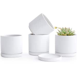 Modern 4.6 in. L x 4.6 in. W x 4.5 in. H White Ceramic Round Indoor Planter (4-Pack)