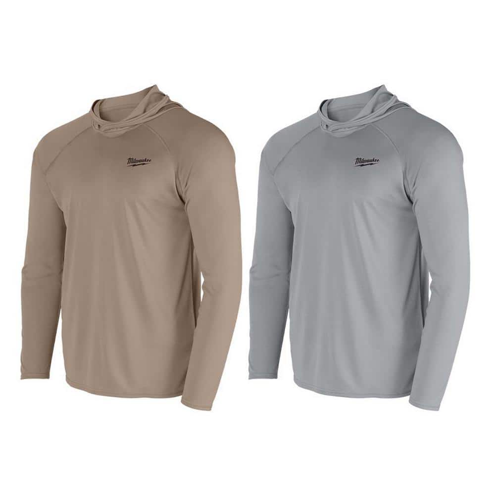 Milwaukee Men's X-Large WORKSKIN Hooded Sun Shirt (2-Pack