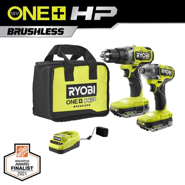 Ryobi PBLDD01K-A972501 One+ HP 18V Brushless Cordless 1/2 in. Drill/Driver Kit w/ (2) Batteries, Charger, & 25-Piece Black Oxide Drill Bit Set