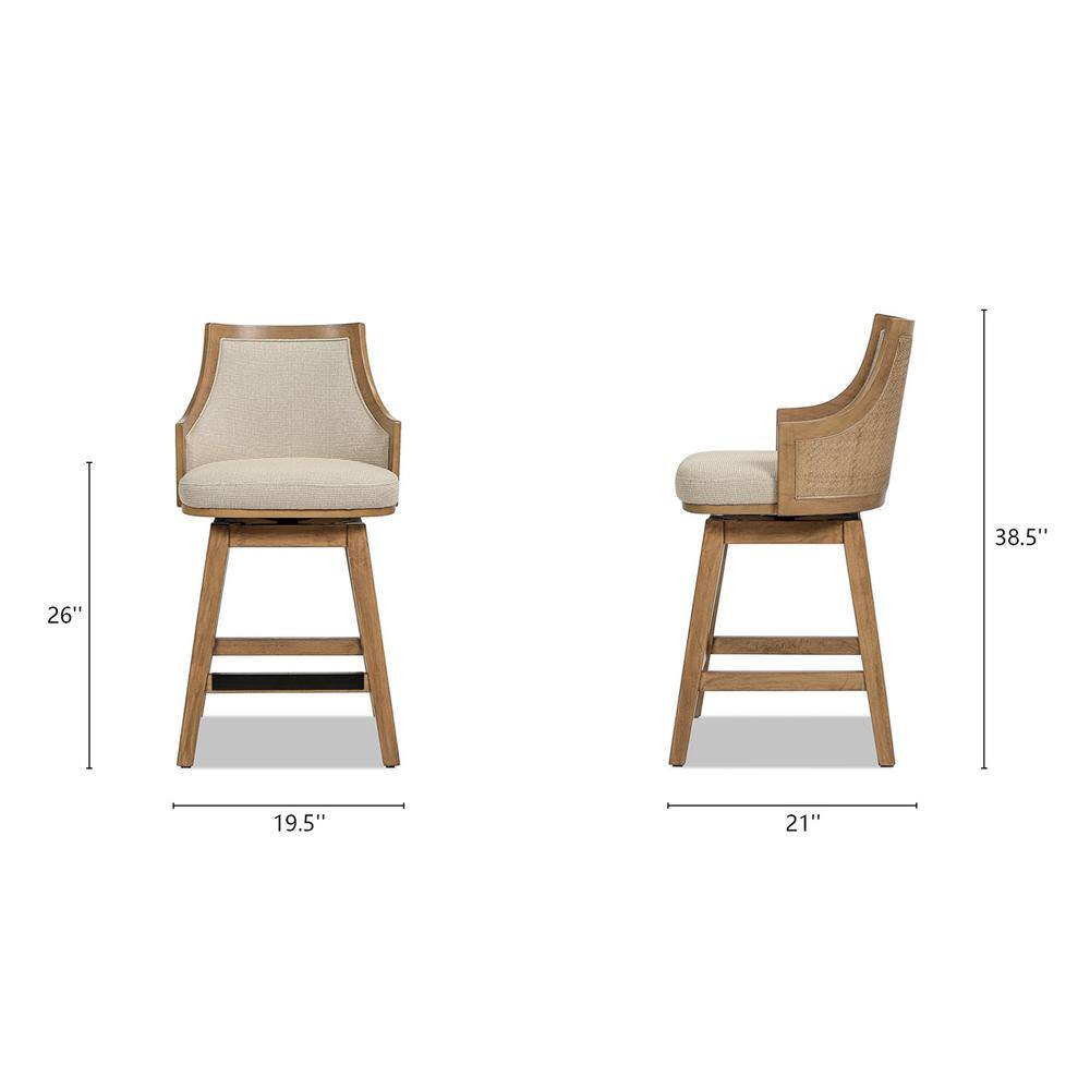 Bahama 26" Brown Wood and Acrylic Swivel Counter Stool