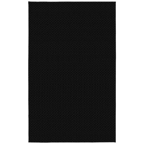 Garland Rug Medallion Black 3 ft. x 5 ft. Casual Tuffted Solid Color Checkerd Polypropylene Area Rug