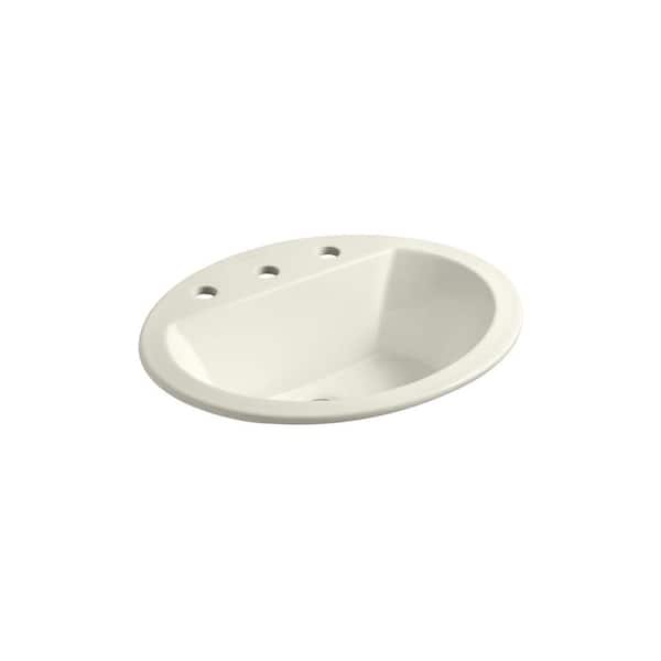 KOHLER Bryant 20-1/4 in. Oval Drop-In Vitreous China Bathroom Sink in Biscuit with Overflow Drain